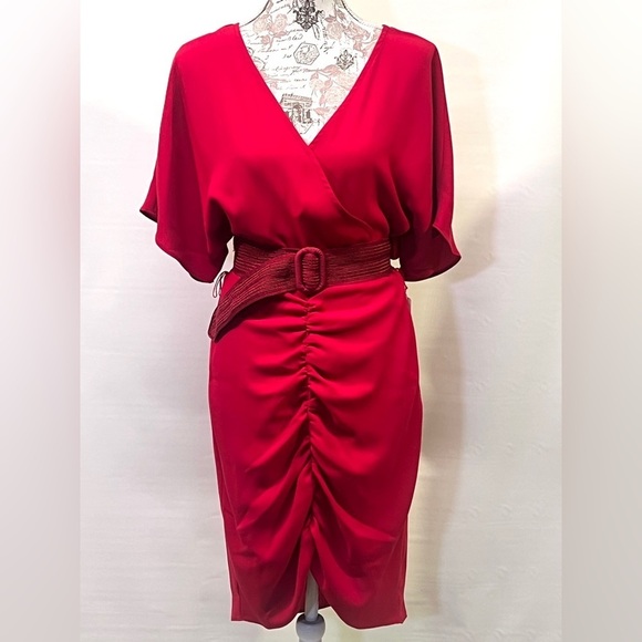 TRINA TURK Cranberry red ruched skirt dress size 8.‎ - Picture 3 of 16